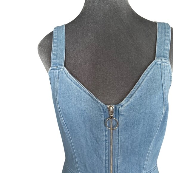 Denim Zipper-Front Sleeveless Mini Dress By Iris Medium - Picture 2 of 5